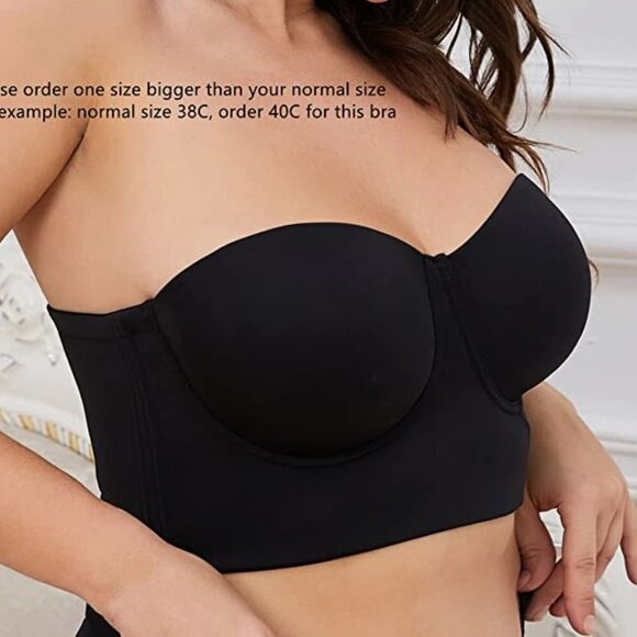 Longline Strapless Bra Full Coverage Seamless Bustier Bra, 32C - Picture 5 of 9